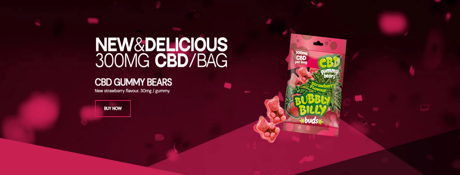 Bubbly Billy Buds Strawberry CBD Gummy Bears 300mg – 100g